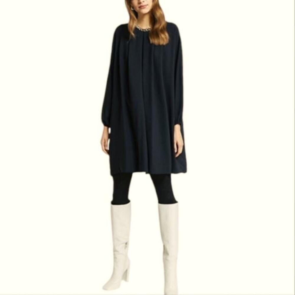 OttoD'ame Black Mini Shirt Dress‎ With Pleats US Women's Size 6